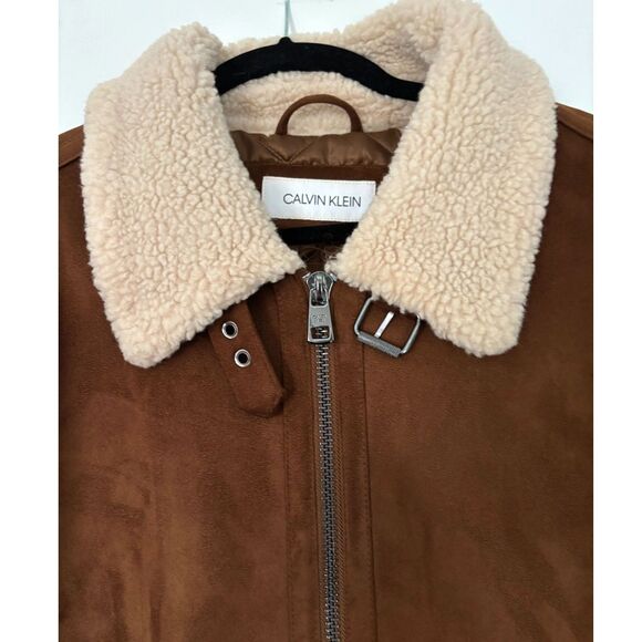 Calvin Klein Men's Classic Faux Shearling B-3 Bomber Jacket, 2XL-EUC - Picture 3 of 10